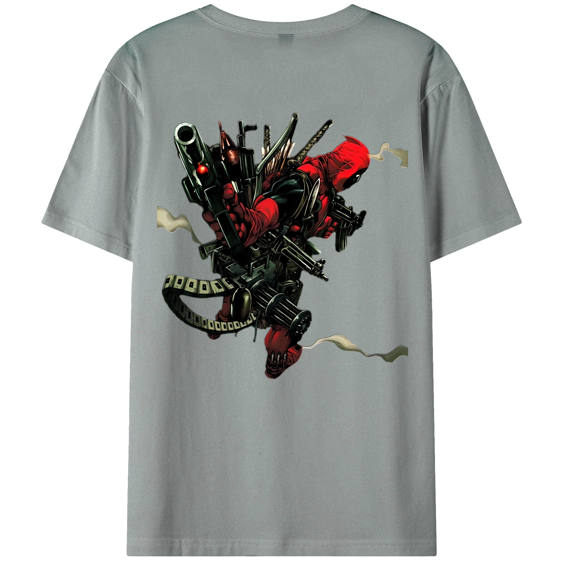（画像用） Deadpool デッドプール 綿100％ メンズ半袖Tシャツ（バックプリント） 通気性